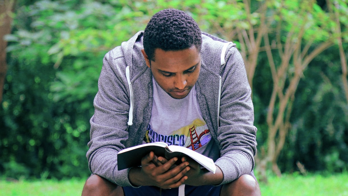 A man reading his bible