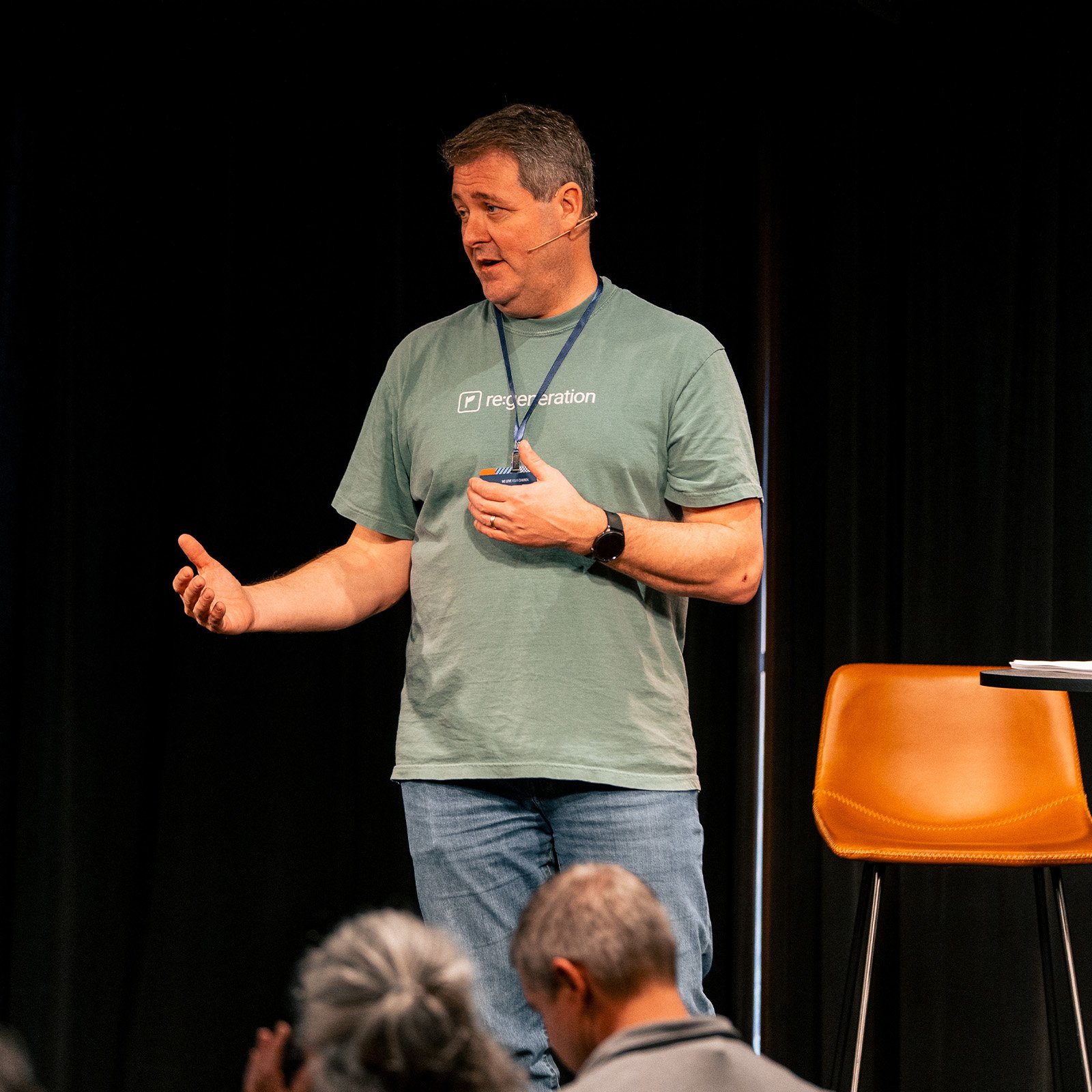 National Director of Re:generation, Nate Graybill, talking during large teaching