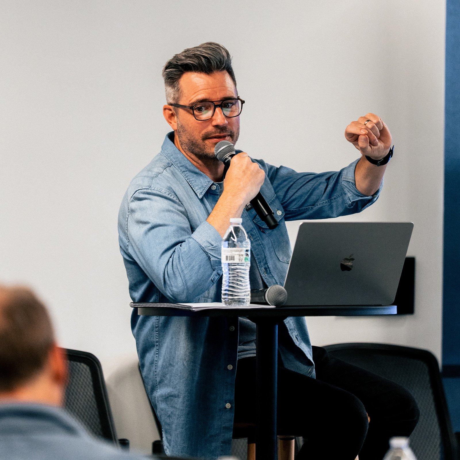 Worship Pastor, Jon Abel, teaching from stage