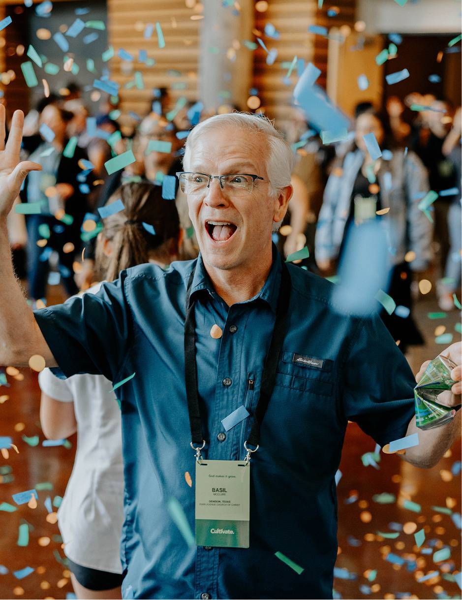 CLC conference attendee celebrating