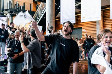 CLC attendee celebrating the end of a conference